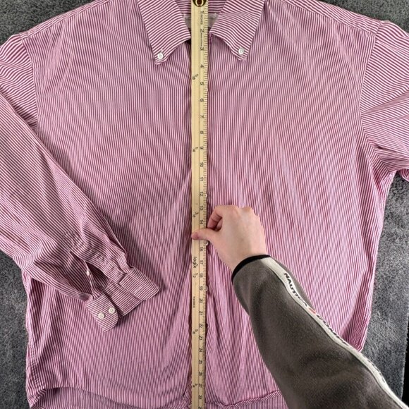 Gitman Bros Long Sleeve Button Up Shirt XL Italy Made Striped Red Adult - Picture 2 of 13